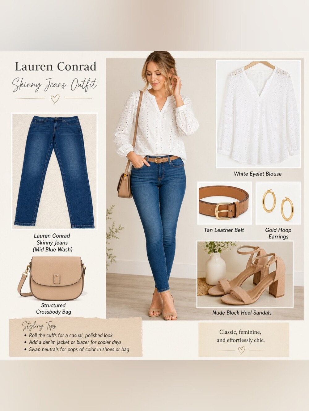 Lauren Conrad Skinny Jeans in Mid Blue Wash - Picture 1 of 5